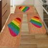 1PC Rainbow Hearts Motif  Kitchen Rug Non-Slip Door Mat Pop design Bathroom Rug Bath Mat Carpet for Home Sink Laundry Decor