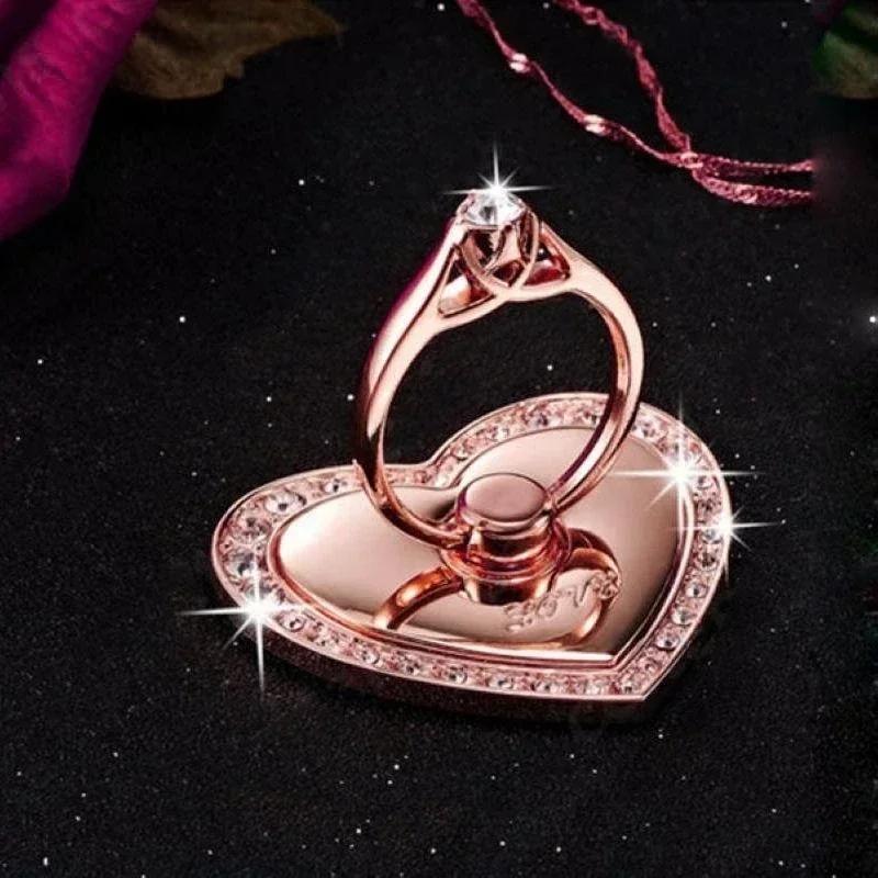Herzförmiger Diamant-Handyhalter Telefonringhalter Zubehör