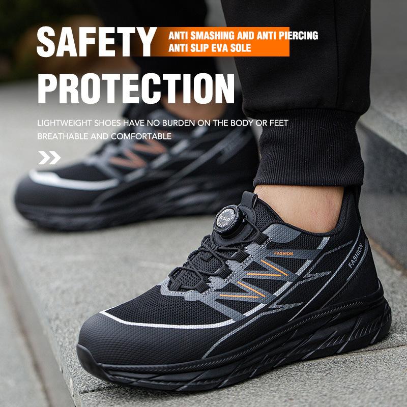 Rotating Button Safety Shoes Lightweight Work Sneakers Steel Toe Safety Work Boots Anti Puncture Industrial Safety Tennis Shoes