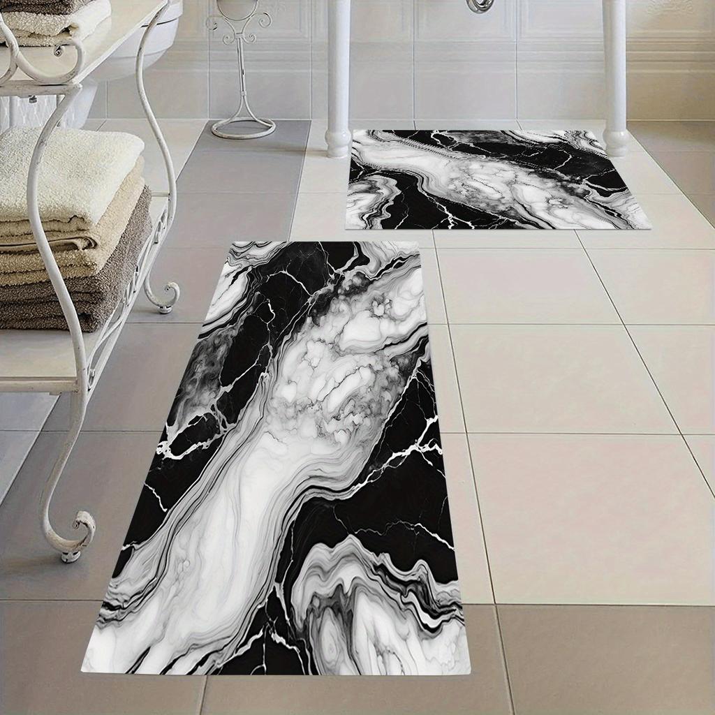 1Pcs Anti Fatigue Kitchen Rugs Modern Marble Textured Waterproof Non-Slip Thick Cushioned Kitchen Mat Heavy Duty Comfort Standing Mat for Kitchen