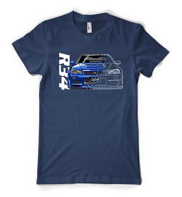 Japanisches R34 Sportwagen Custom Car Personalisiertes Unisex Erwachsenen- und Kinder-T-Shirt