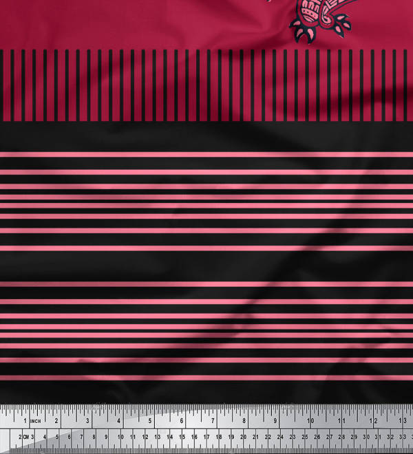 Soimoi Japonská krepová saténová látka pruhovaná a s panely s pávím vzorem, potisky po metru 42 palců