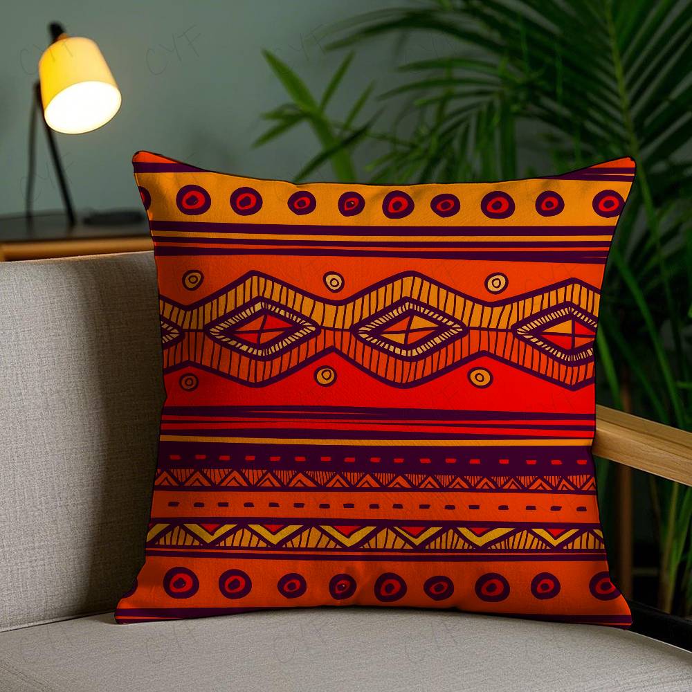 African Tribal Ethnic Style Theme Double-Sided Printed Pillow Cover Short Plush Suitable Living Rooms Sofas Throw Cushion Cover