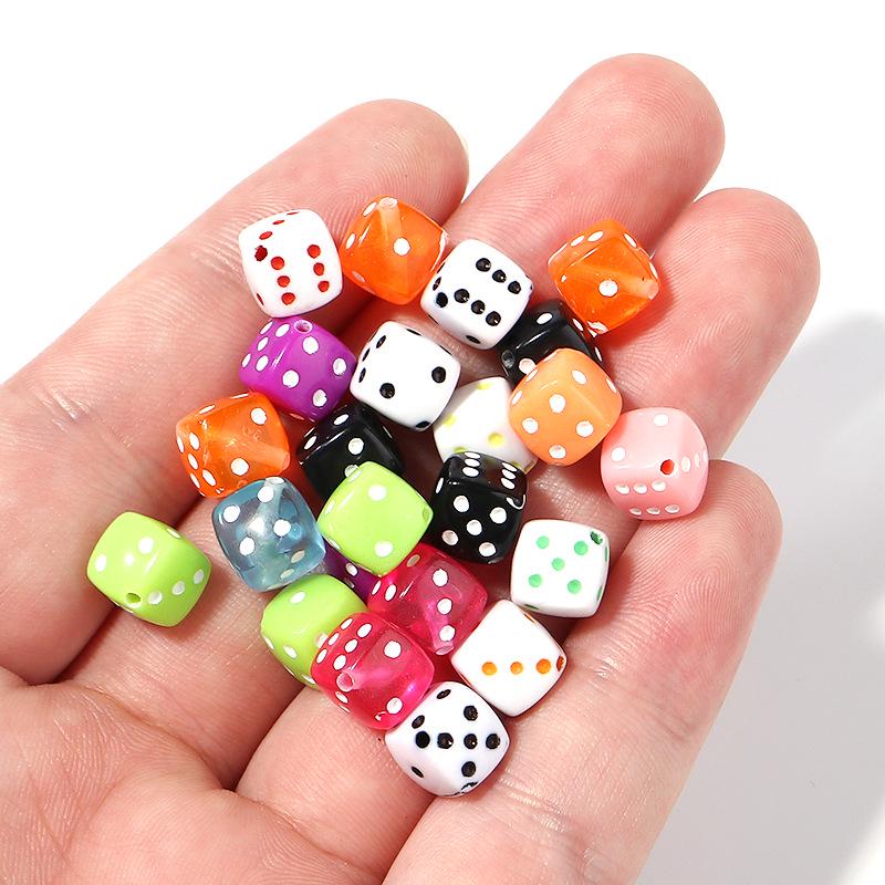 50-Piece Pack: 8mm Colorful Transparent Acrylic Square Dice Beads for DIY Jewelry and Mahjong.