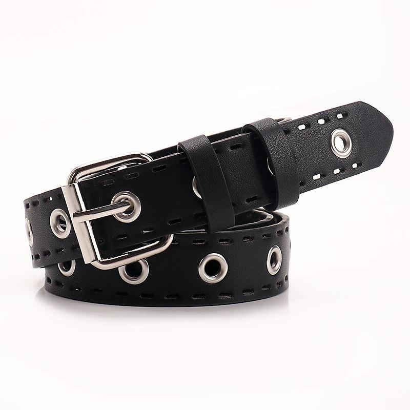 Style Hop Hip Belt Punched Pattern Iron Buckle Casual Street Decoration Fashion