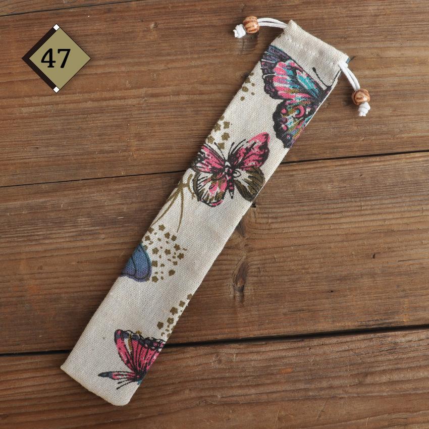 1pc Eco Friendly Canvas Drawstring Pouch Japanese Style for Chopsticks Spoon Straw Home Kitchen Travel Organizer