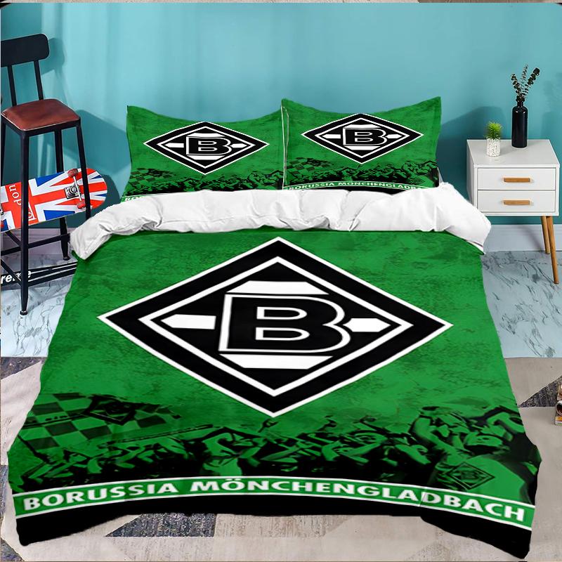 3PCS Green Black Borussia Bedding set,Ideal For1pc Duvet Cover And 2pcs Pillowcases Perfect for Christmas gift,Ideal for Bedroom, Dormitory
