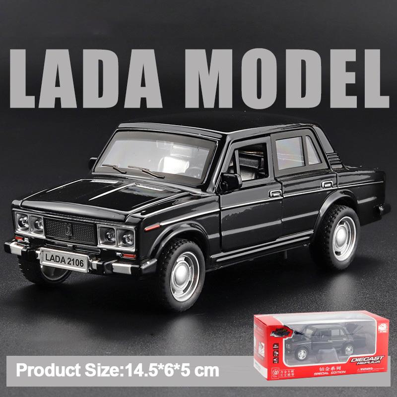1/32 Scale LADA 2106 Diecast Car Model Toy, Pull Back Toy Vehicle with Sound and Light for Kids Toddler Boys Girls Gift Collection