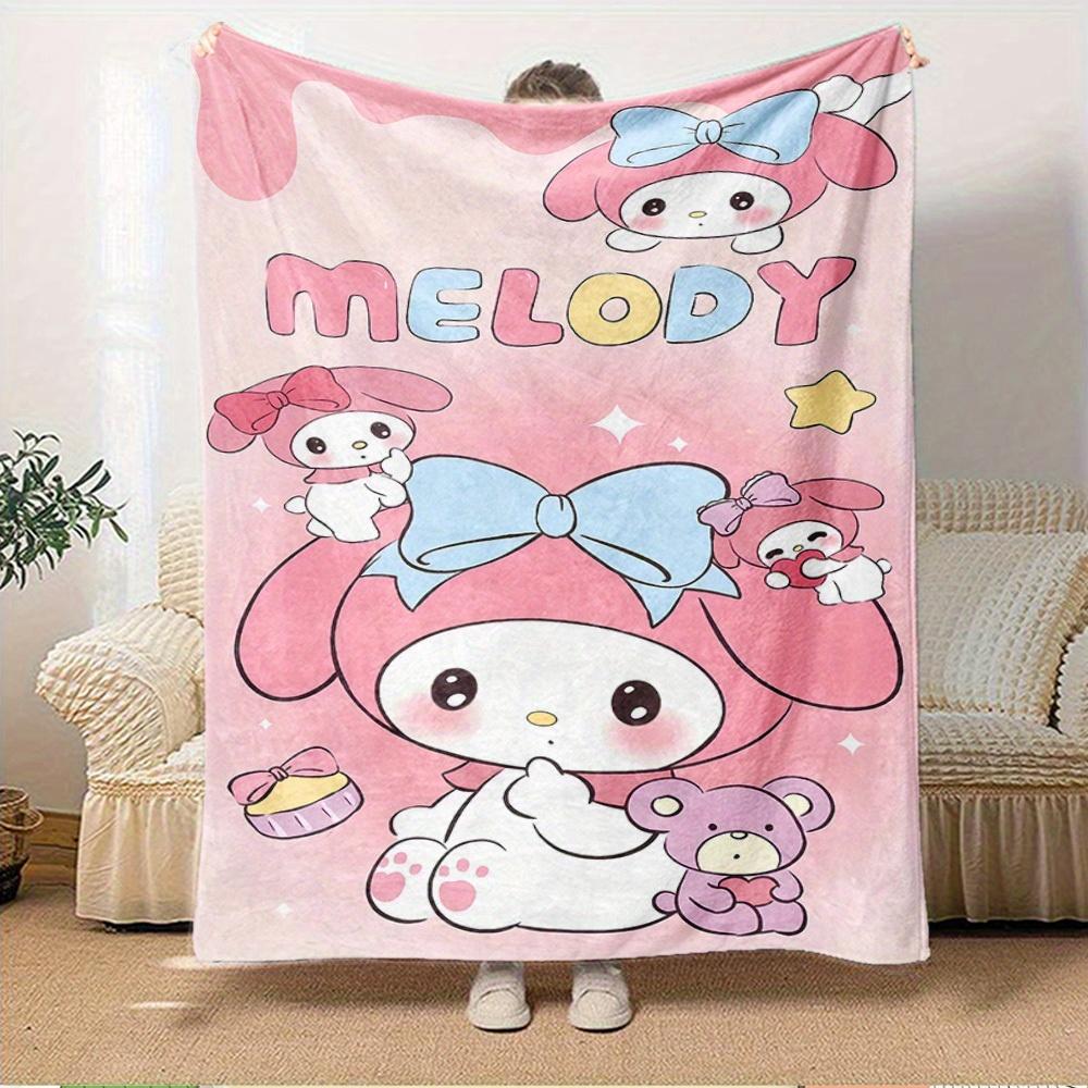 1pc cute cartoon character My Melody plush toy blanket - home decoration, seasonal use, comfortable, machine washable, suitable for all ages