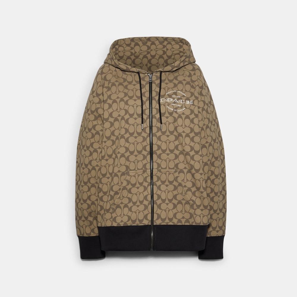 

Худи Coach Signature на молнии хаки мульти