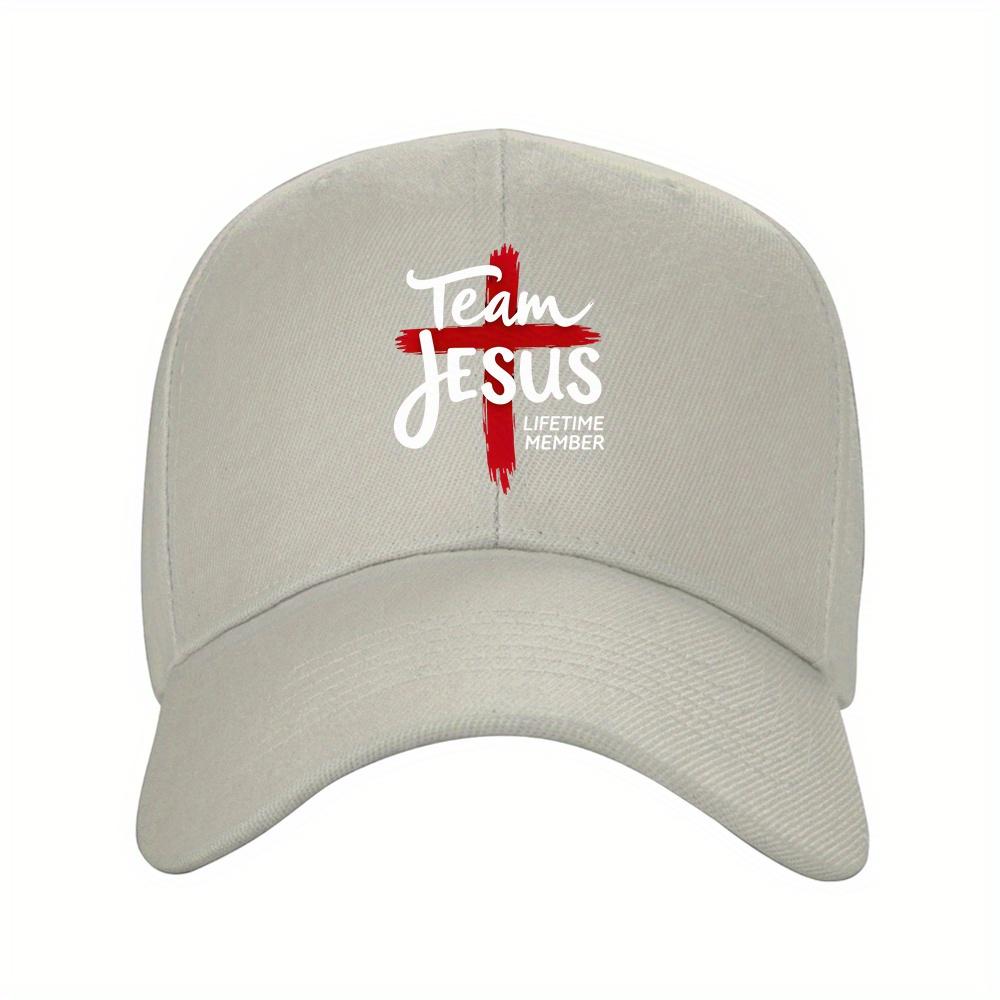 pc Christian Baseball Cap with Jesus Name Red Cross Adjustable Strap Lightweight Polyester Religious Hat for Church Golf