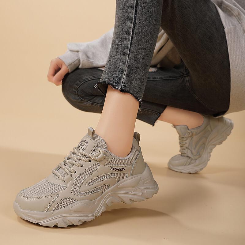 MCTIN Weiße Damen-Plattform-Sneaker mit dicker Sohle, vulkanisierte Damenschuhe, klobige Damenschuhe