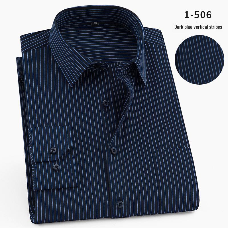 2025 Spring Men's Gray Non-Iron Long Sleeve Business Casual Shirt, Large Solid Color for Young to Middle-aged.