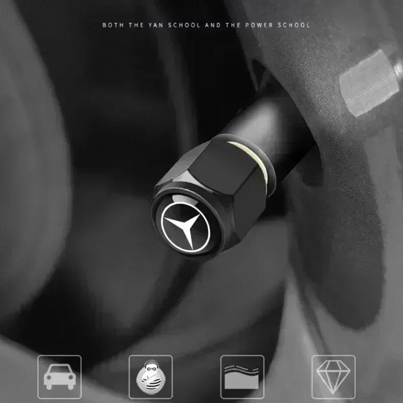 4Pcs Car Tire Valve caps Emblem metal Cap Case For Mercedes Benz B/C/E/S Class A Class C200L GLC GLE CLA accessories Car Styling www1