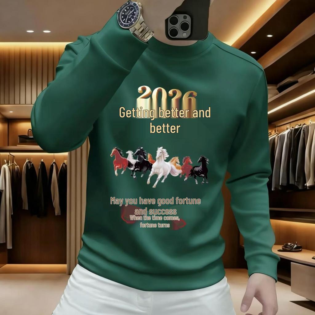 Zodiac Year Red Festive Unisex Round Neck Fleece Sweatshirt - Trendy New Year Pullover