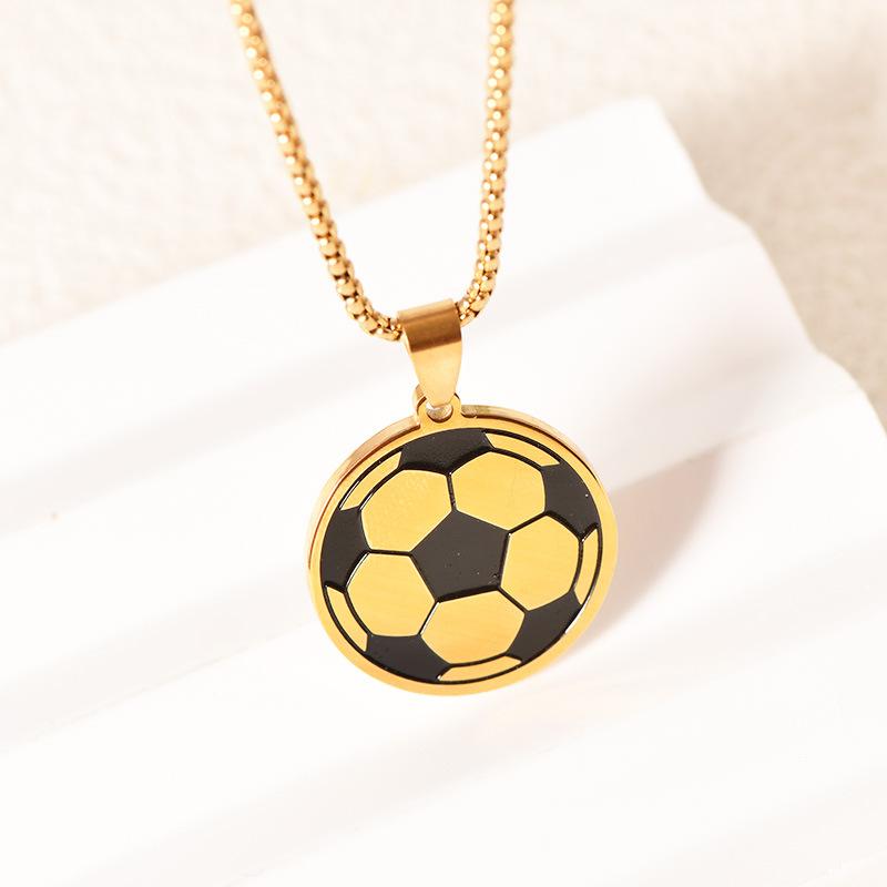 Stainless Steel Baseball Necklace Football Basketball Time Gem Necklace Rugby Simulation Clavicle Chain Jewelry