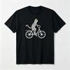 Minimalist Gray Cat Bicycle Art T Shirt Multi Color Options Cotton Short Sleeve Urban Style Daily Gift Tee for Cat Fans Top