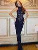 Lace Halter Backless Sexy Maxi Dress For Women Black Off-shoulder Strapless Sleeveless Bodycon Club Party Long Dress