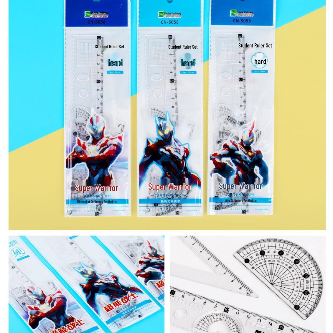 Student 4-Piece Triangle Ruler Set: Includes 20cm and 15cm Straight Rulers (50 Sets/Box)