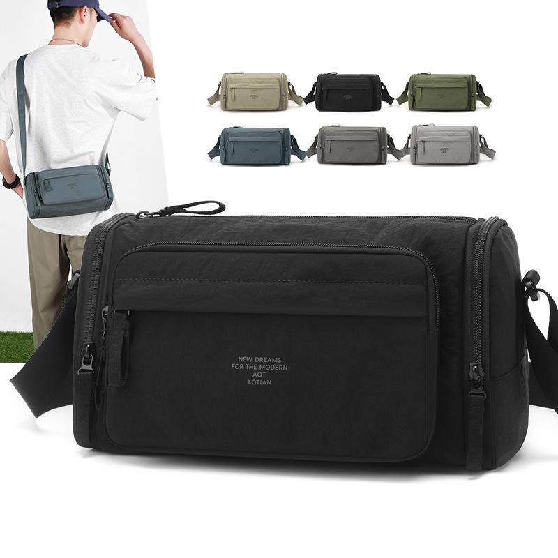 Minimalist Men's Crossbody Bag with Multiple Zipper Compartments for Urban Lifestyle