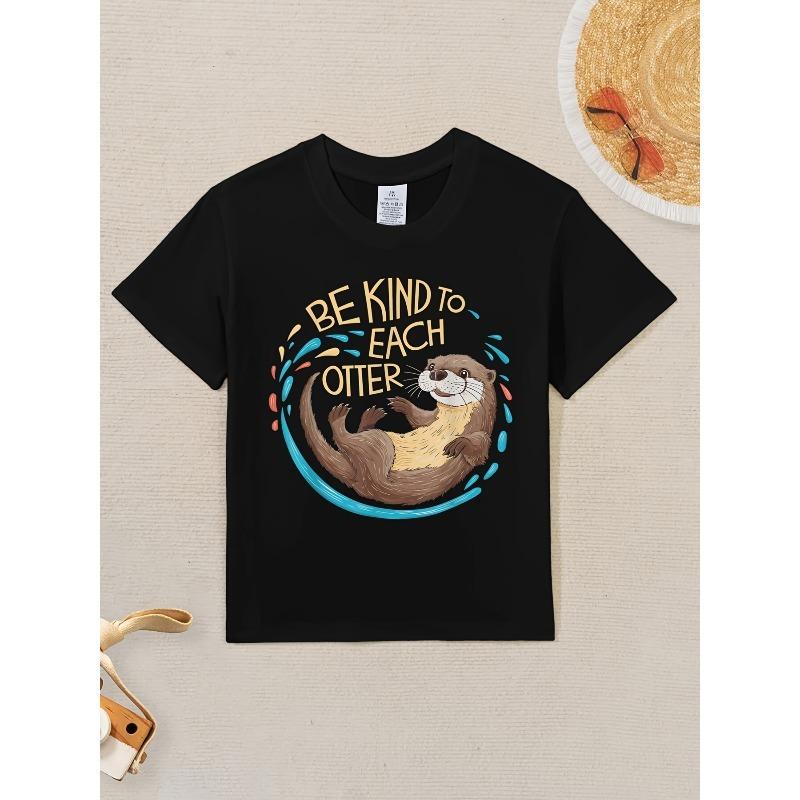 European Sizes Be Kind To Each Otter Funny Pun Graphic T-Shirt for - Cute Otter Design with Heart & Bubble Lettering
