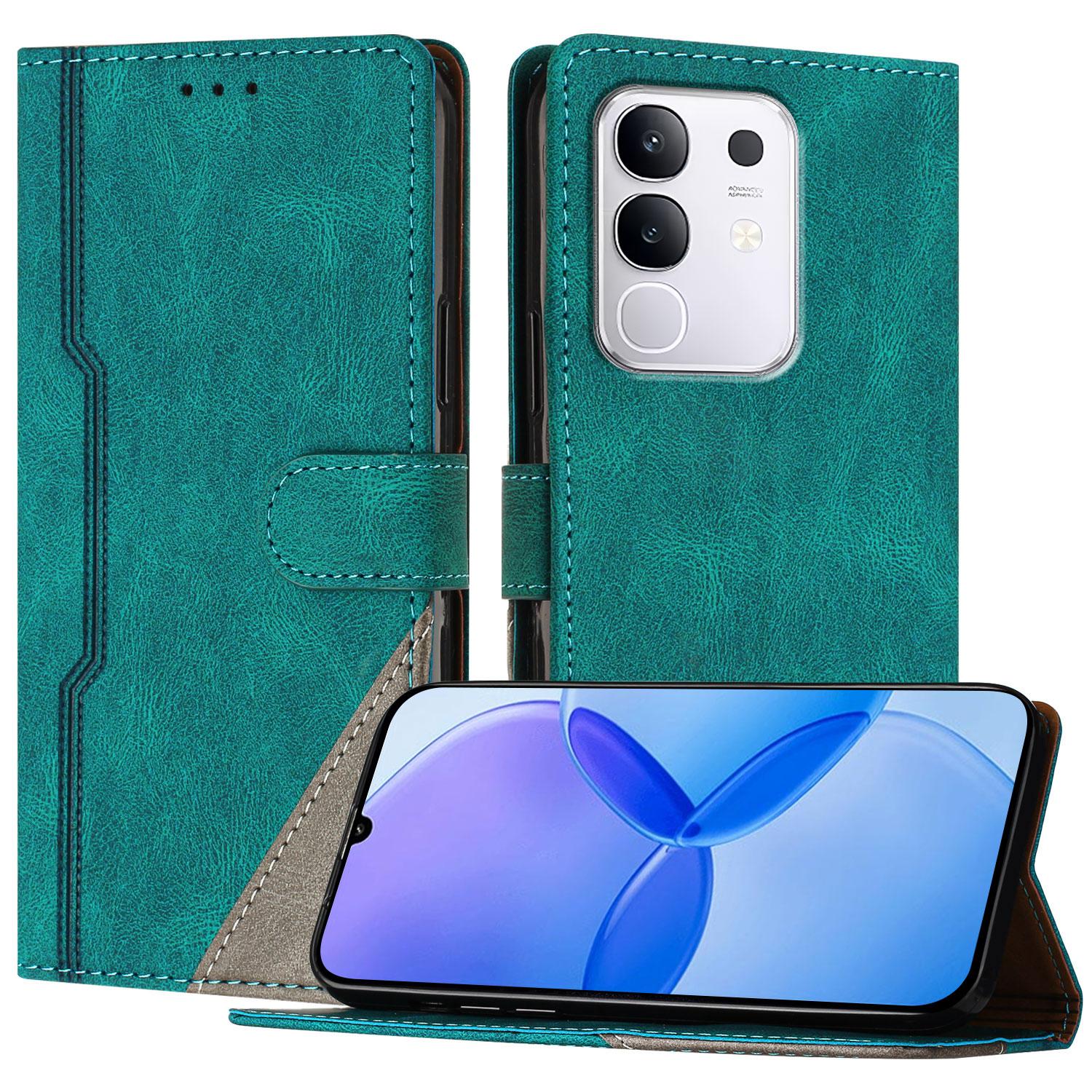 Кожаный чехол для vivo Y29 4G, треугольная лоскутная работа, кошелек-подставка, противоударный чехол для телефона C