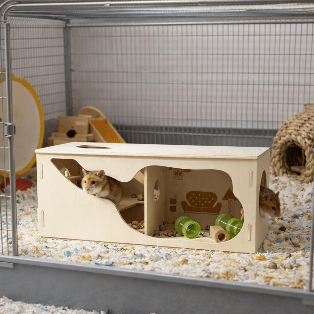 Chew-Proof Wooden Hamster House Detachable Hamster Hiding Corner Practical Mouse Habitat  Playing