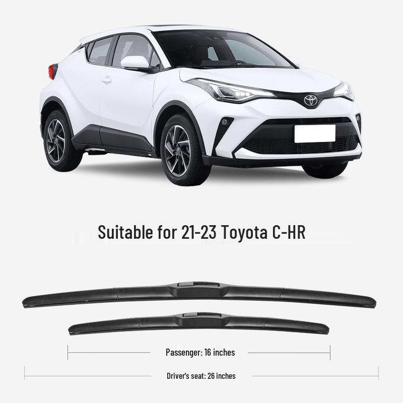 Toyota C-HR 21-22 Front & Rear Silent Frameless Wipers with High-Definition Rubber Strip Toyota C-HR 2018-2024 Set (Front Wipers)