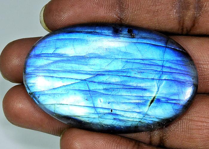 

32X52X07MM Natural Peacock Blue Labradorite Oval Cabochon Loose Gemstone BK-19