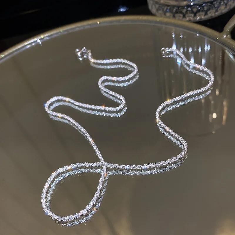 Sparkling Silver Color Clavicle Chain Choker Necklace Collar For Women Jewelry On the Neck Wedding Party Birthday Gifts