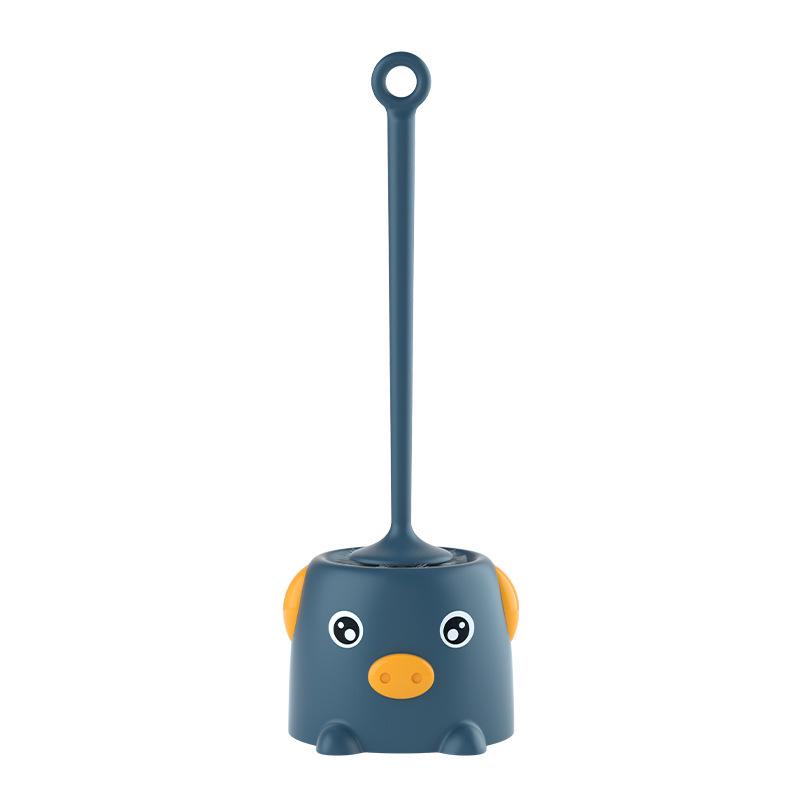 Pig-Themed Toilet Brush Set with Long Handle and Soft Bristles for Efficient Corner Cleaning