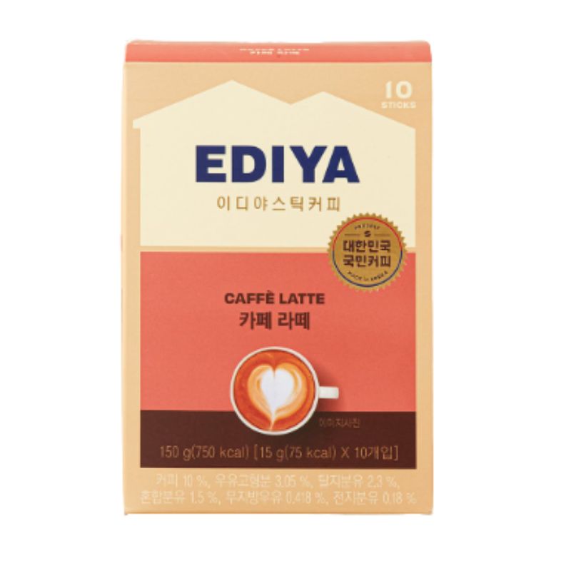 EDIYA Beanist Café Latte Korean Instant Latte Coffee Mix 10 Sticks 130g, 1box/2box 1box(20ea)