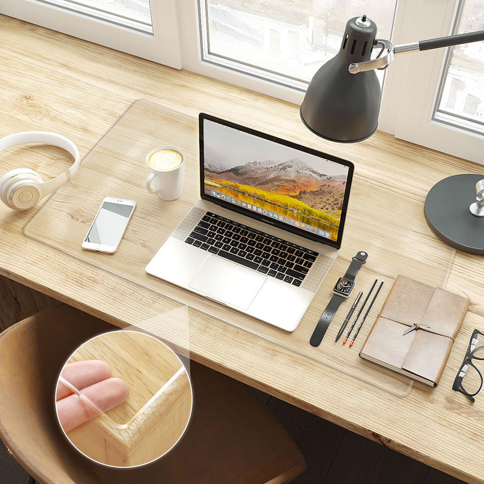 

Прозрачный кабинет Brodio и Desk, совместимый с ковриком для стола, толщиной 2 мм, удобный, устойчивый к царапинам, термостойкий ремень для хранения