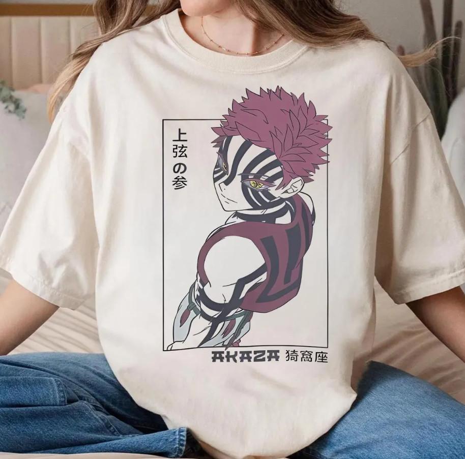 

Akaza Upper Rank Three Kimetsu no Yaiba Shirt Anime Demon T-shirt Unisex Tee M