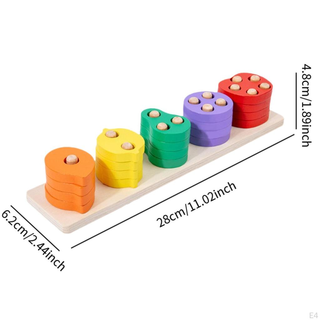 Montessori Wooden Shape Sorter, Stack and Sort Board, Educational Matching Toy for