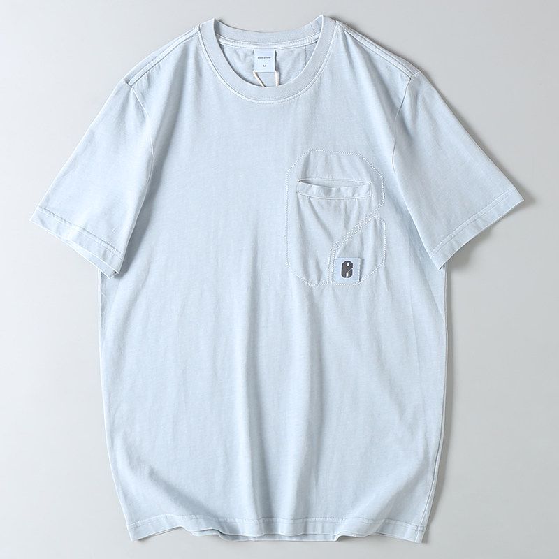 Designer Pocket-Decorated Summer Men's Vintage Washed Cotton Skin-Friendly Breathable Crew Neck Short-Sleeve T-Shirt