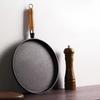 Cast Iron Pancake Pan with Wooden Handle and Non-stick Coating