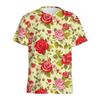 Summer Round Neck 3D Vintage Rose Flower Graphic Print Top Fashionable Casual Short Sleeved Men's T-shirts
