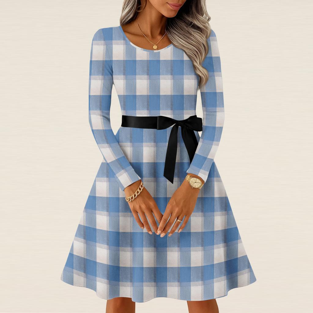 Dámské ležérní módní šaty s dlouhým rukávem, vintage dlouhé šaty