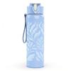 1PC Light Blue Fern Leaf Line Pattern Print 750ml Color Plastic Sports Water Bottle Leakproof Flip Straw Lid Suitable for Sports Office Home Use