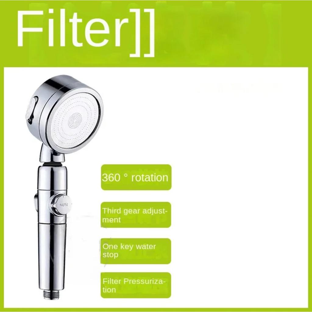 Pressurized Shower Head One Key Water Stop Hand Filter Dechlorination Skin Care Shower High Pressure Head
