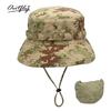 Camouflage mountaineering basin hat outdoor men's big head circumference bucket hat sun protection can be stored bionic camping jungle hat