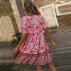 2026 Women's Small Floral V-Neck Loose Casual Bohemian Vacation Style Dress Large Size High-end Women's Clothing