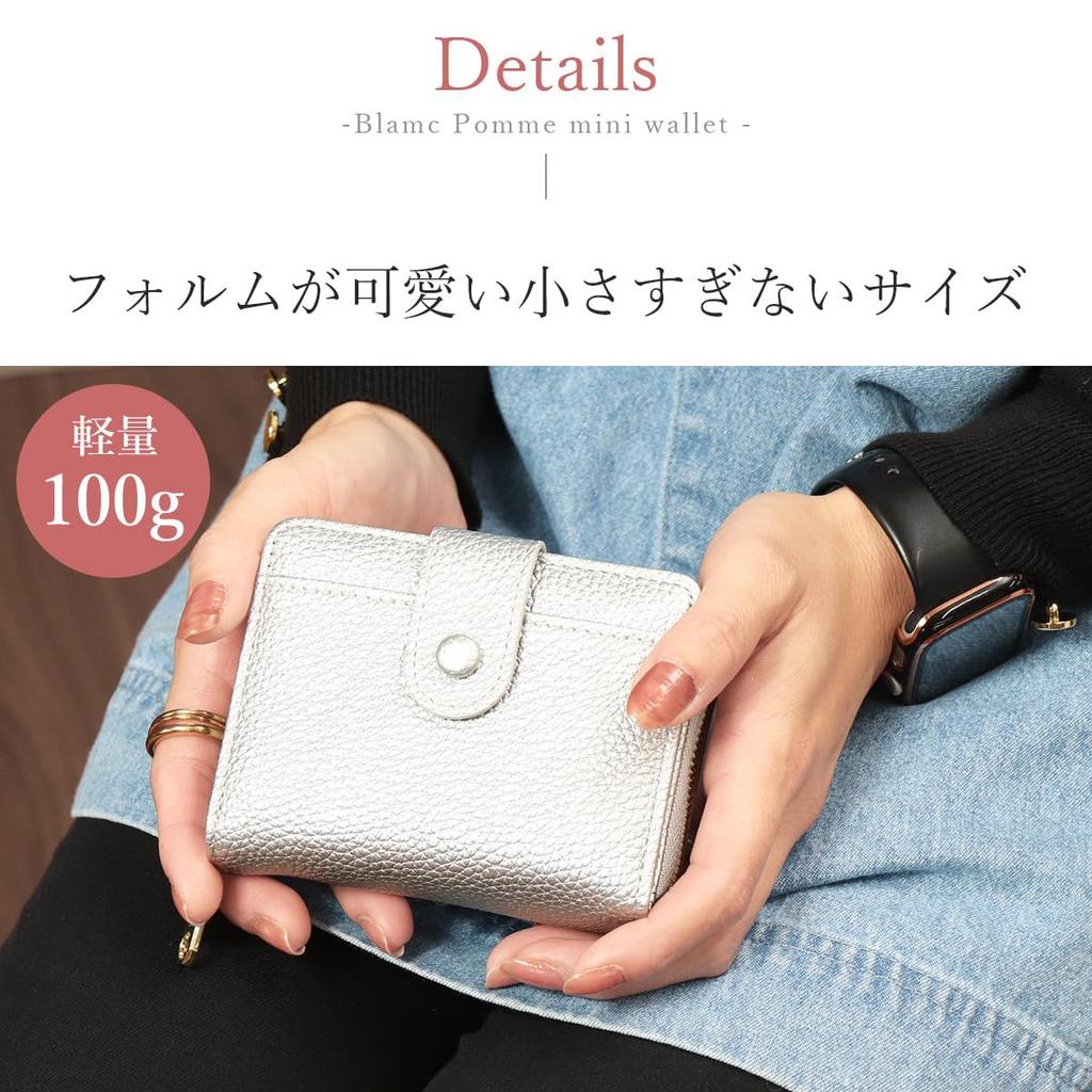 Blanc Pomme Women's Bi-fold Wallet with Flap, Compact, Small, and Thin, Greige, bp-1092