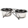 Antypoślizgowe podwójne miski ze stali nierdzewnej dla psów i kotów naczynie na wodę ze stojakiem