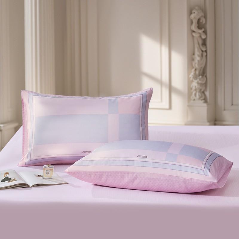 2-Pack 100% Cotton Pillowcases 48x74cm Plain Solid Color Bedding Students Home Use Soft Satin Weave