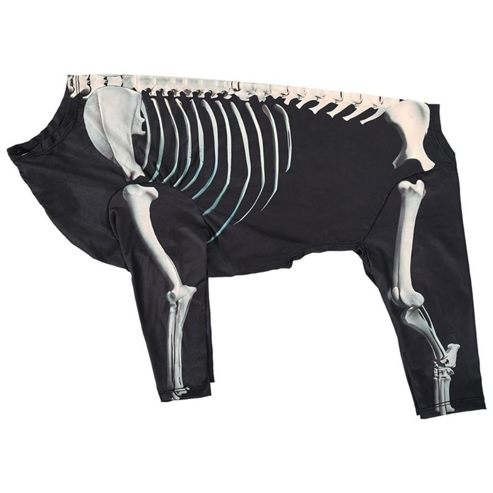 Black Skeleton Dog Costume Skull Bones Print Dog Spooky Cool Pullover Shirt Party