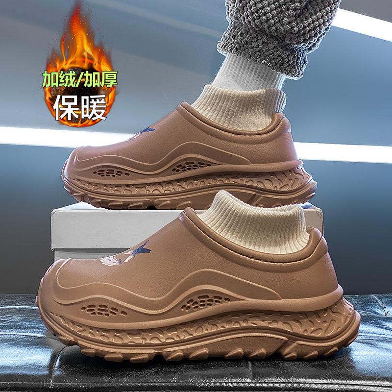 Baotou cotton slippers winter velvet warm bag and cotton shoes fur integrated waterproof and non-slip thick-soled slippers