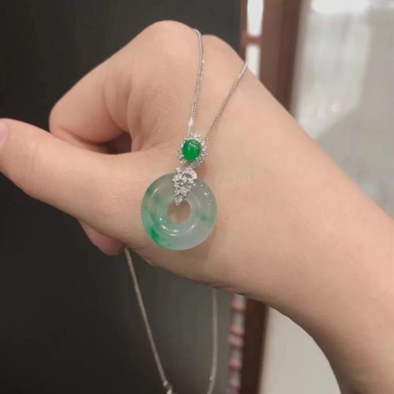 Inspired Natural Ice Seed Jade Chalcedony Round Necklaces Chinese Style Clavicle Chain Classic  Fine Jewelry For Women