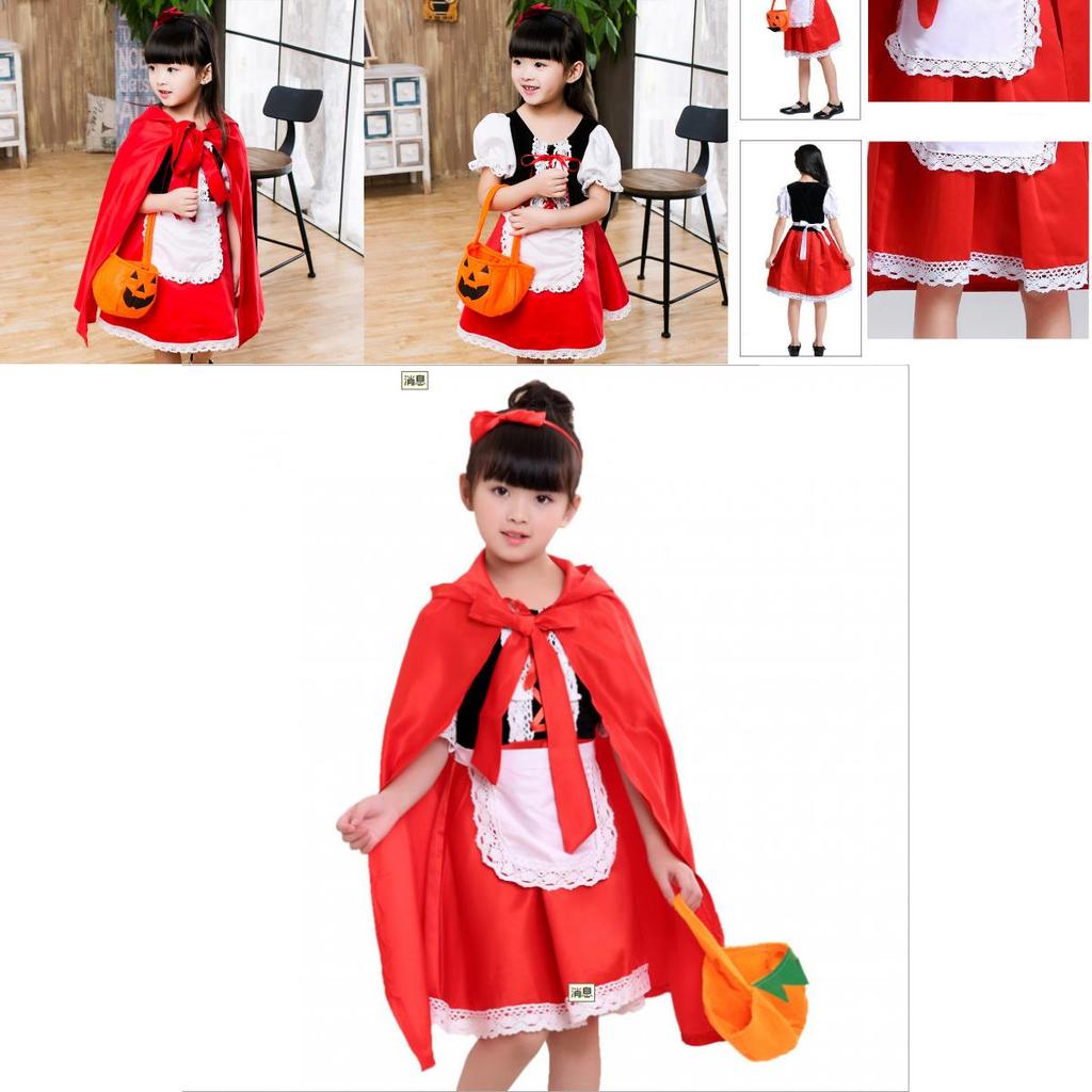 Rotkäppchen Prinzessinnenkleid Halloween Märchenkostüm für Kinder
